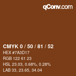 Color code: CMYK 0 / 50 / 81 / 52 | qconv.com