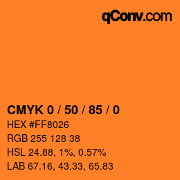 カラーコード: CMYK 0 / 50 / 85 / 0 | qconv.com