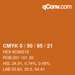 カラーコード: CMYK 0 / 50 / 85 / 21 | qconv.com