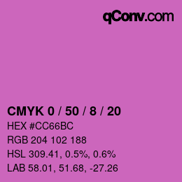 カラーコード: CMYK 0 / 50 / 8 / 20 | qconv.com