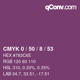 Color code: CMYK 0 / 50 / 8 / 53 | qconv.com