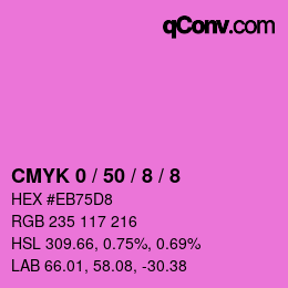 カラーコード: CMYK 0 / 50 / 8 / 8 | qconv.com