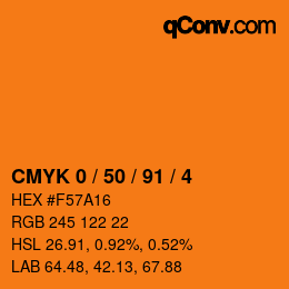 Color code: CMYK 0 / 50 / 91 / 4 | qconv.com