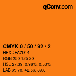 Color code: CMYK 0 / 50 / 92 / 2 | qconv.com