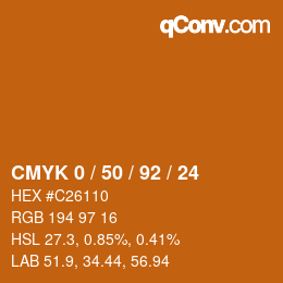 カラーコード: CMYK 0 / 50 / 92 / 24 | qconv.com