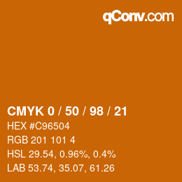 Color code: CMYK 0 / 50 / 98 / 21 | qconv.com