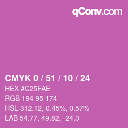 カラーコード: CMYK 0 / 51 / 10 / 24 | qconv.com