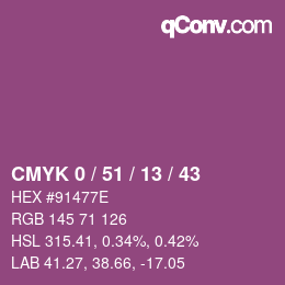 カラーコード: CMYK 0 / 51 / 13 / 43 | qconv.com