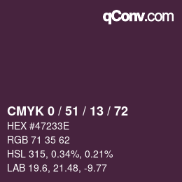Farbcode: CMYK 0 / 51 / 13 / 72 | qconv.com