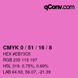 カラーコード: CMYK 0 / 51 / 16 / 8 | qconv.com