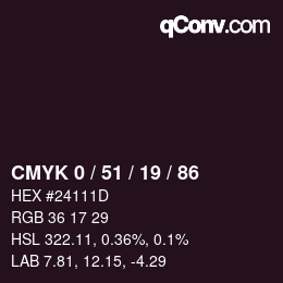 カラーコード: CMYK 0 / 51 / 19 / 86 | qconv.com