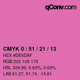 颜色代码: CMYK 0 / 51 / 21 / 13 | qconv.com