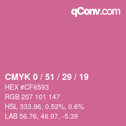 カラーコード: CMYK 0 / 51 / 29 / 19 | qconv.com