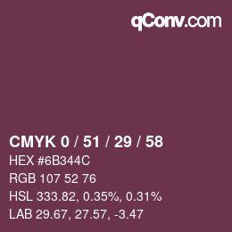 カラーコード: CMYK 0 / 51 / 29 / 58 | qconv.com