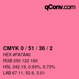 カラーコード: CMYK 0 / 51 / 36 / 2 | qconv.com
