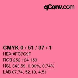 カラーコード: CMYK 0 / 51 / 37 / 1 | qconv.com