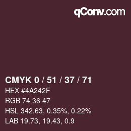 Color code: CMYK 0 / 51 / 37 / 71 | qconv.com