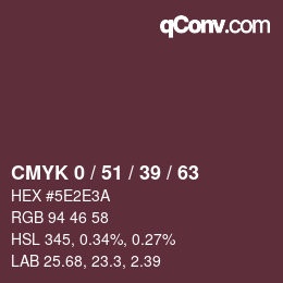Código de color: CMYK 0 / 51 / 39 / 63 | qconv.com
