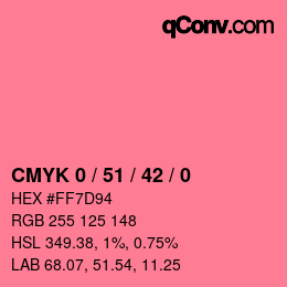 カラーコード: CMYK 0 / 51 / 42 / 0 | qconv.com