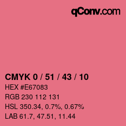颜色代码: CMYK 0 / 51 / 43 / 10 | qconv.com