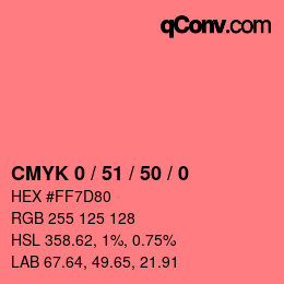 颜色代码: CMYK 0 / 51 / 50 / 0 | qconv.com