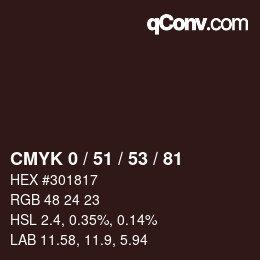 颜色代码: CMYK 0 / 51 / 53 / 81 | qconv.com
