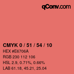 Farbcode: CMYK 0 / 51 / 54 / 10 | qconv.com