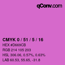 颜色代码: CMYK 0 / 51 / 5 / 16 | qconv.com