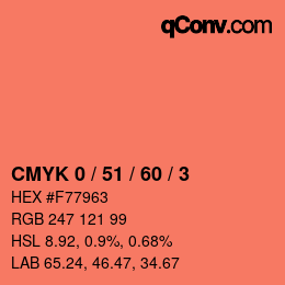 カラーコード: CMYK 0 / 51 / 60 / 3 | qconv.com