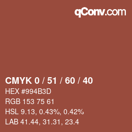 カラーコード: CMYK 0 / 51 / 60 / 40 | qconv.com