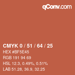 Farbcode: CMYK 0 / 51 / 64 / 25 | qconv.com