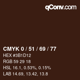 Color code: CMYK 0 / 51 / 69 / 77 | qconv.com