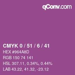 カラーコード: CMYK 0 / 51 / 6 / 41 | qconv.com
