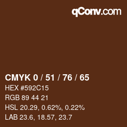 カラーコード: CMYK 0 / 51 / 76 / 65 | qconv.com