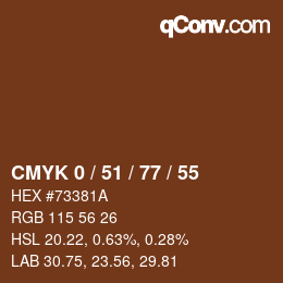 颜色代码: CMYK 0 / 51 / 77 / 55 | qconv.com