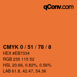 カラーコード: CMYK 0 / 51 / 78 / 8 | qconv.com