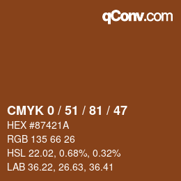 Color code: CMYK 0 / 51 / 81 / 47 | qconv.com