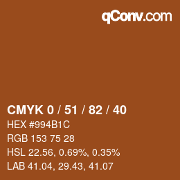 カラーコード: CMYK 0 / 51 / 82 / 40 | qconv.com