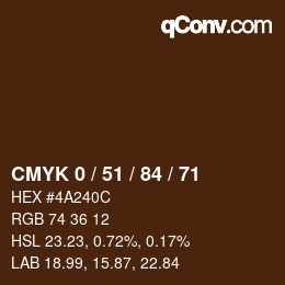 Color code: CMYK 0 / 51 / 84 / 71 | qconv.com