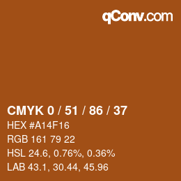 Farbcode: CMYK 0 / 51 / 86 / 37 | qconv.com