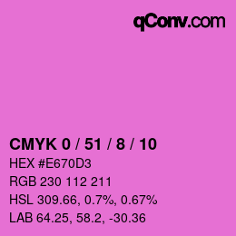 カラーコード: CMYK 0 / 51 / 8 / 10 | qconv.com