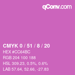 カラーコード: CMYK 0 / 51 / 8 / 20 | qconv.com