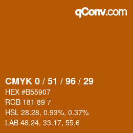 颜色代码: CMYK 0 / 51 / 96 / 29 | qconv.com