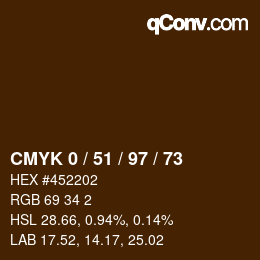 Color code: CMYK 0 / 51 / 97 / 73 | qconv.com