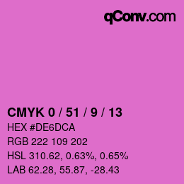 カラーコード: CMYK 0 / 51 / 9 / 13 | qconv.com