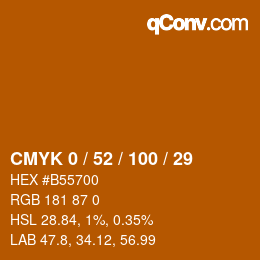 颜色代码: CMYK 0 / 52 / 100 / 29 | qconv.com
