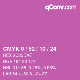 カラーコード: CMYK 0 / 52 / 10 / 24 | qconv.com