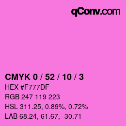 カラーコード: CMYK 0 / 52 / 10 / 3 | qconv.com