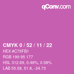 Farbcode: CMYK 0 / 52 / 11 / 22 | qconv.com