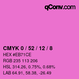 カラーコード: CMYK 0 / 52 / 12 / 8 | qconv.com